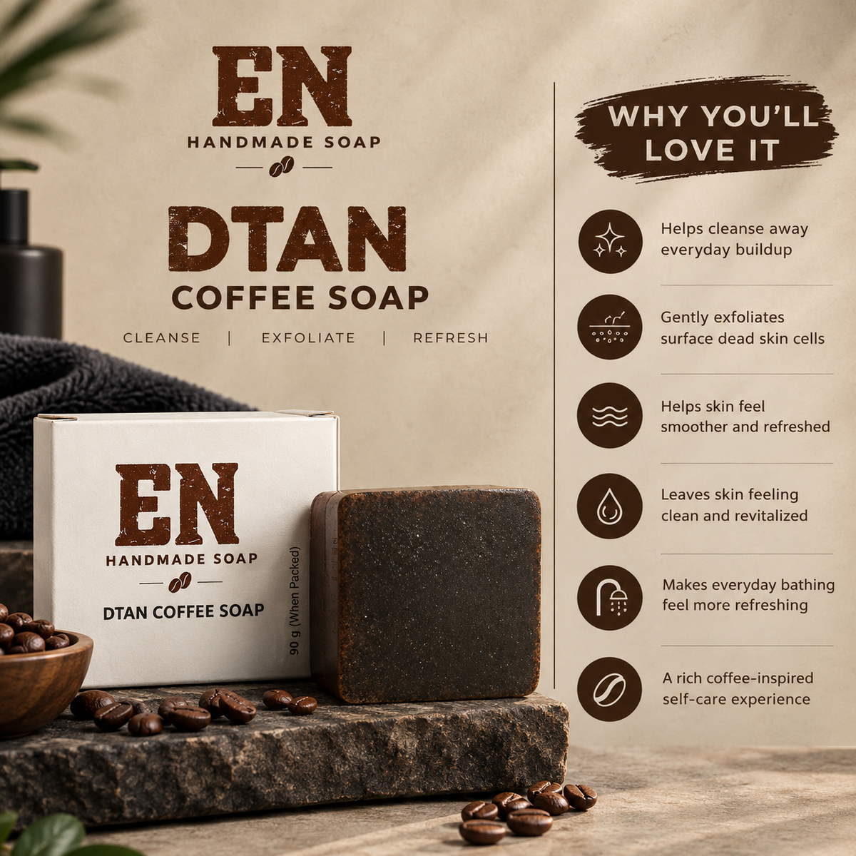 EN Handmade Soap – DTAN Coffee Soap | 90 g