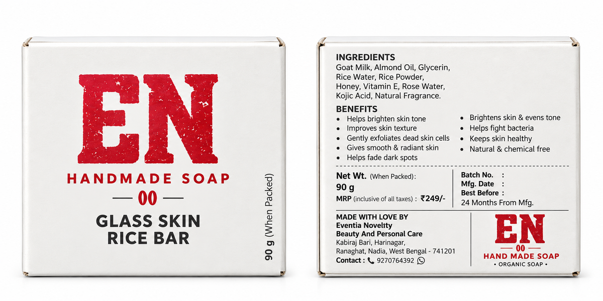 EN Handmade Soap – Glass Skin Rice Bar | Rice & Goat Milk Soap, 90 g