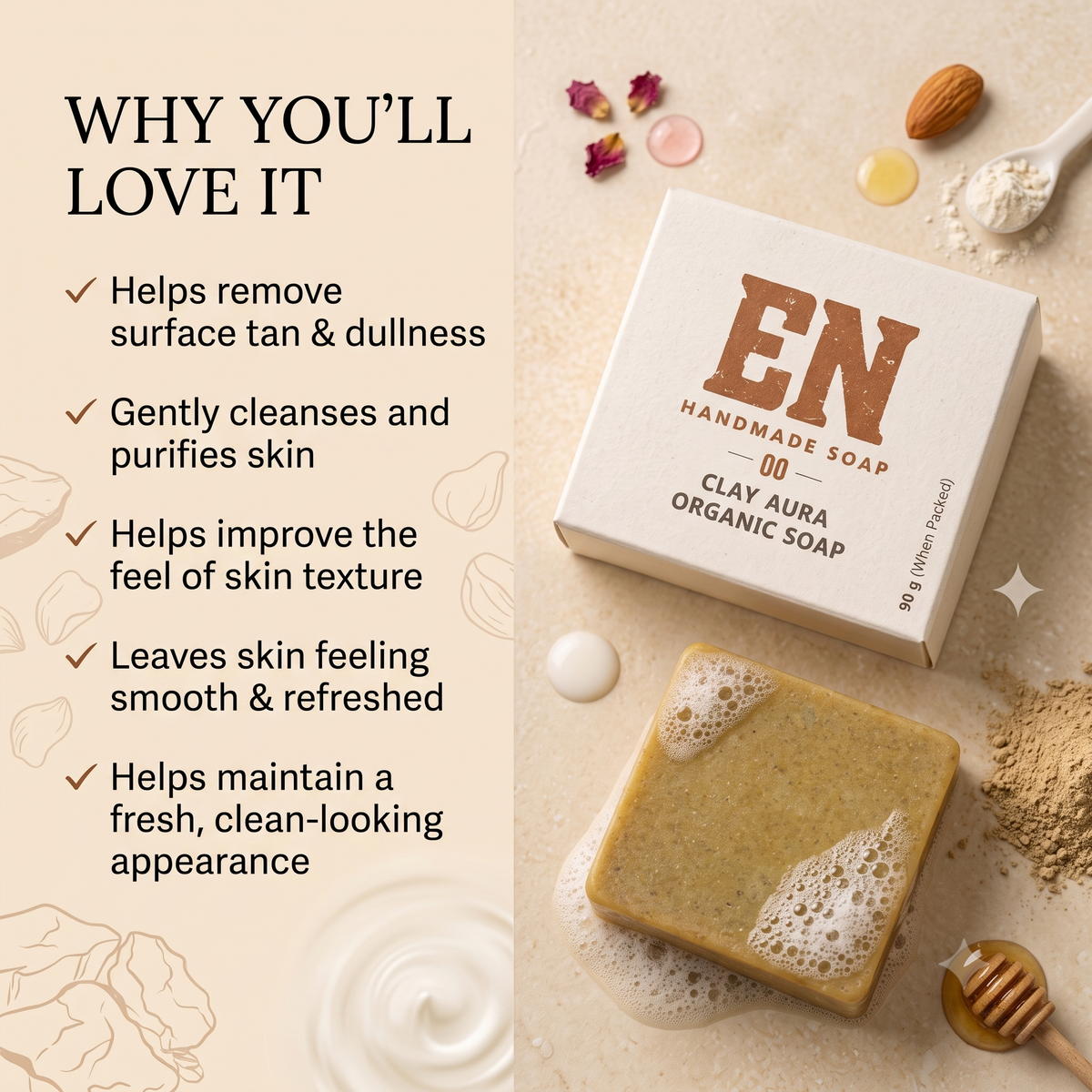EN Handmade Soap – Clay Aura Organic Soap | 90 g